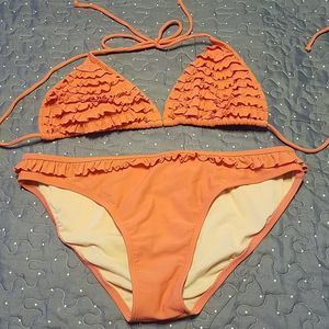 Xhilaration coral ruffle bikini size large